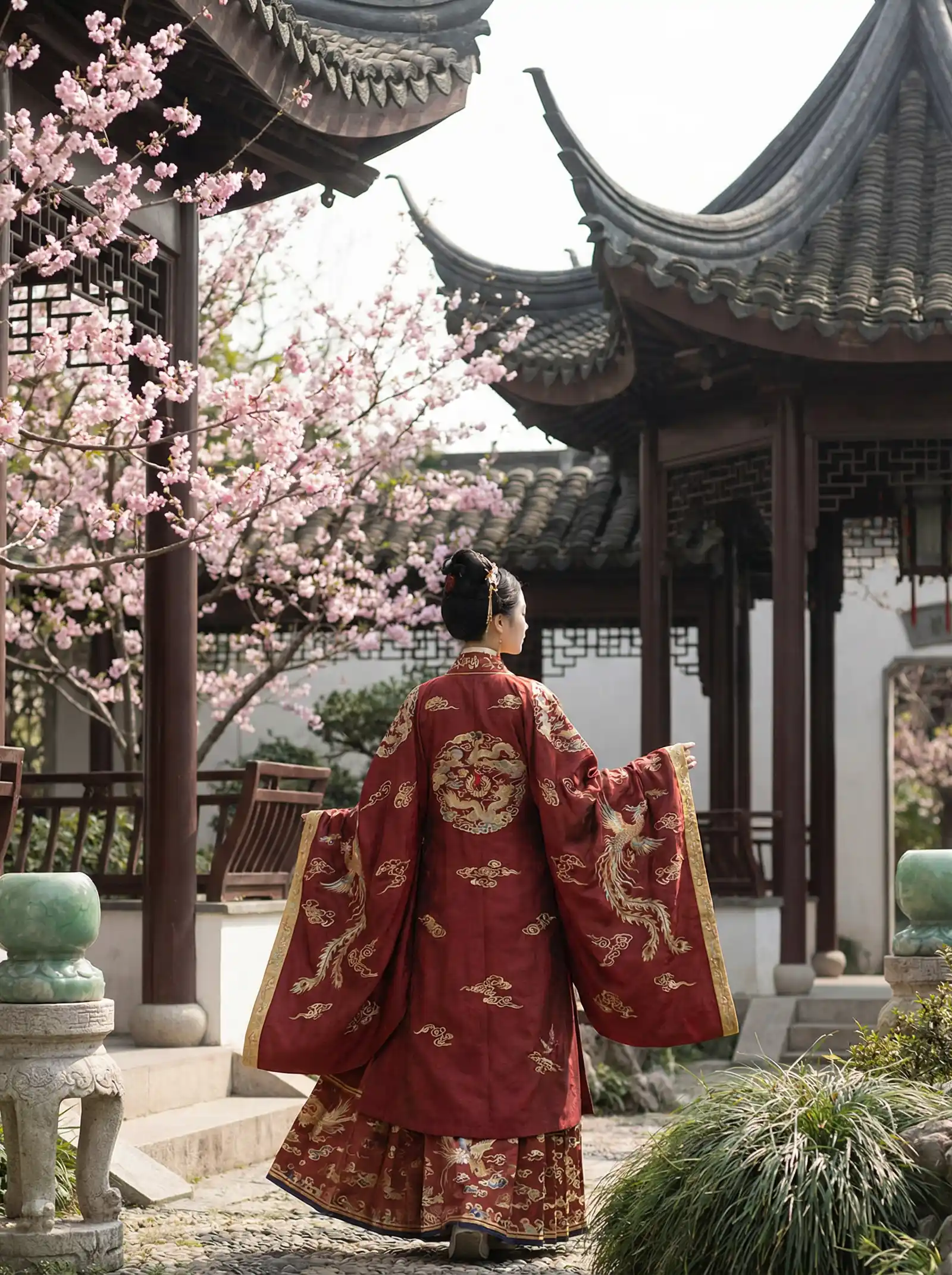 爱人在线观看 韩剧完整版免费 明制汉服红色凤凰刺绣